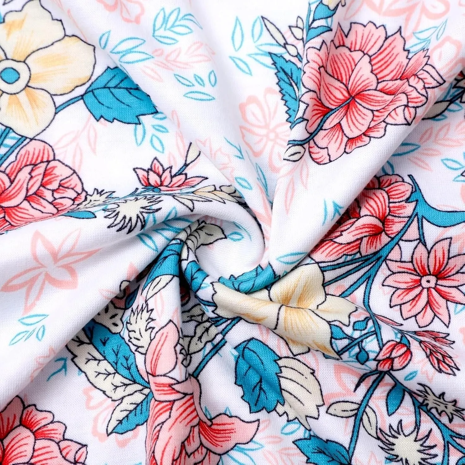 2025 Women Boho Casual Summer Beach Vacation Floral Printed Short Sleeve Tunic Wedding Guest Dress