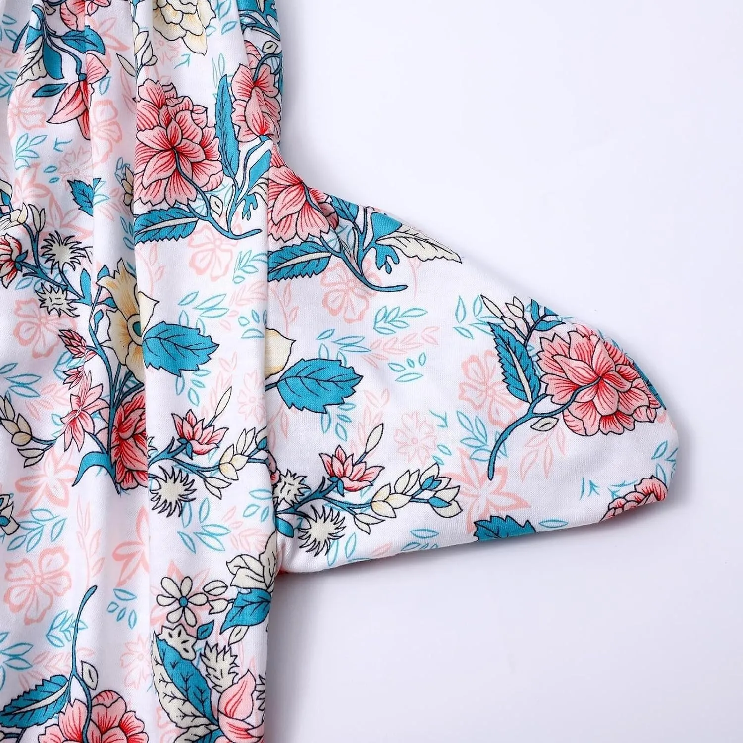 2025 Women Boho Casual Summer Beach Vacation Floral Printed Short Sleeve Tunic Wedding Guest Dress