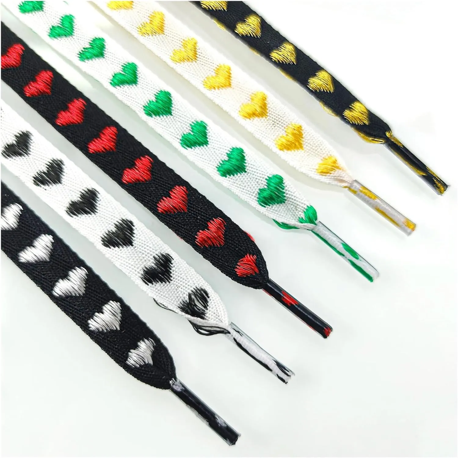 3pairs Flat Love Heart Shoelaces Webbing Shoe Laces For Sneakers Width 1.2cm Canvas Casual Shoelace Women Men