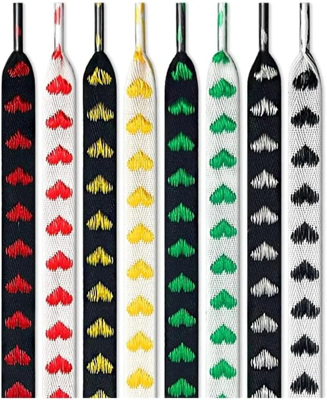 3pairs Flat Love Heart Shoelaces Webbing Shoe Laces For Sneakers Width 1.2cm Canvas Casual Shoelace Women Men