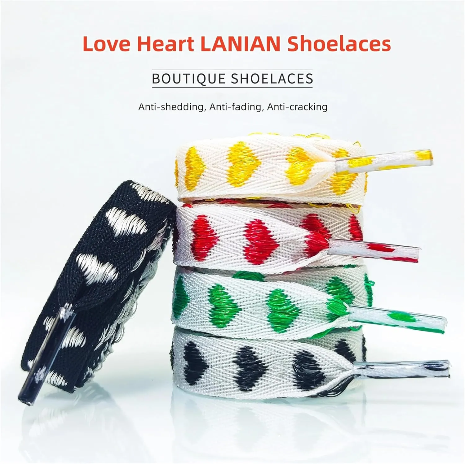 3pairs Flat Love Heart Shoelaces Webbing Shoe Laces For Sneakers Width 1.2cm Canvas Casual Shoelace Women Men
