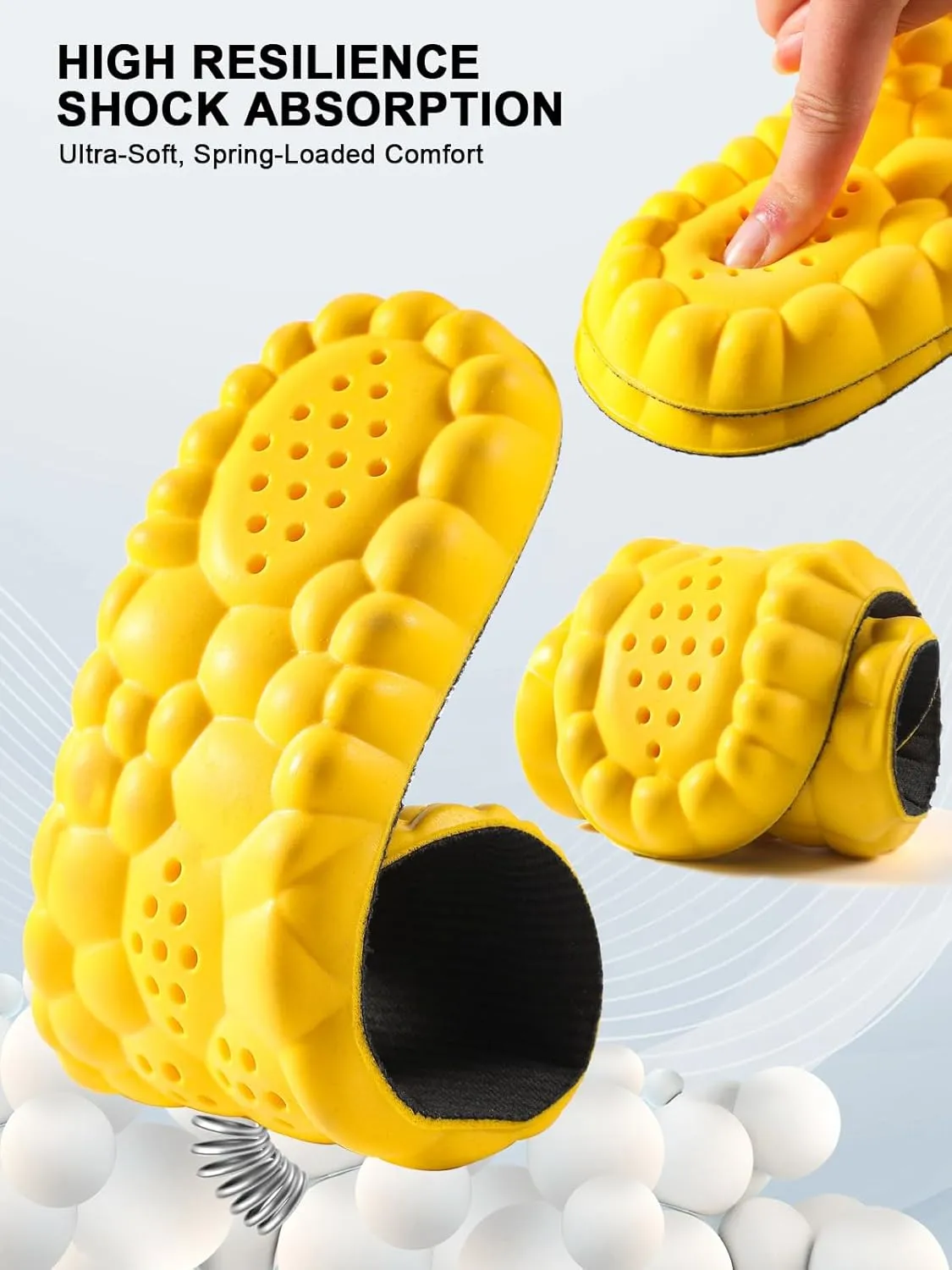 4D Cloud Insoles for Men and Women, Arch Support Insoles, Memory Foam Insoles, Shock Absorption and Cushioning Sports Shoe Insoles (Yellow, XL (Men 9-11/Women 10-11.5)