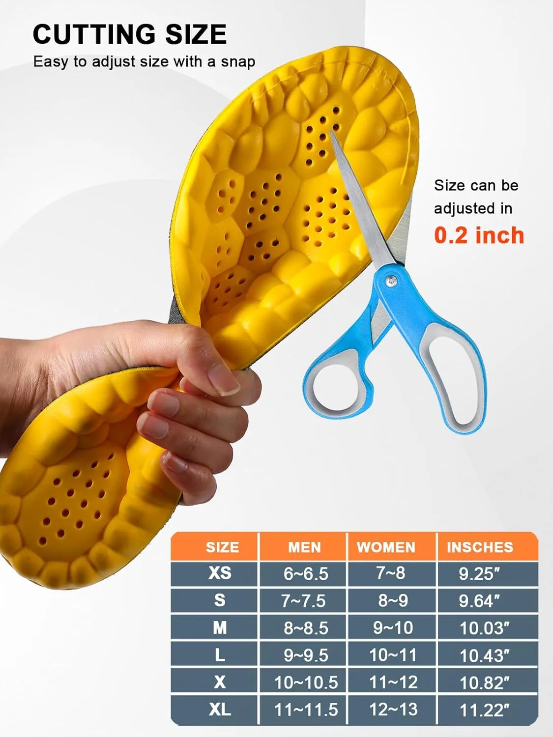 4D Cloud Insoles for Men and Women, Arch Support Insoles, Memory Foam Insoles, Shock Absorption and Cushioning Sports Shoe Insoles (Yellow, XL (Men 9-11/Women 10-11.5)