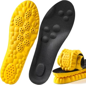 4D Cloud Insoles for Men and Women, Arch Support Insoles, Memory Foam Insoles, Shock Absorption and Cushioning Sports Shoe Insoles (Yellow, XL (Men 9-11/Women 10-11.5)