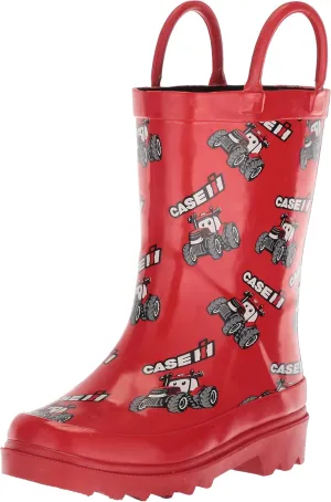 Ad Tec 3D Printed Rain Boots for Kid's - Premium Multiple Use Toddler Boots with Easy Pull-on Handles, Durable Outsole, Waterproof, and PVC Synthetic, Red, 9 M US