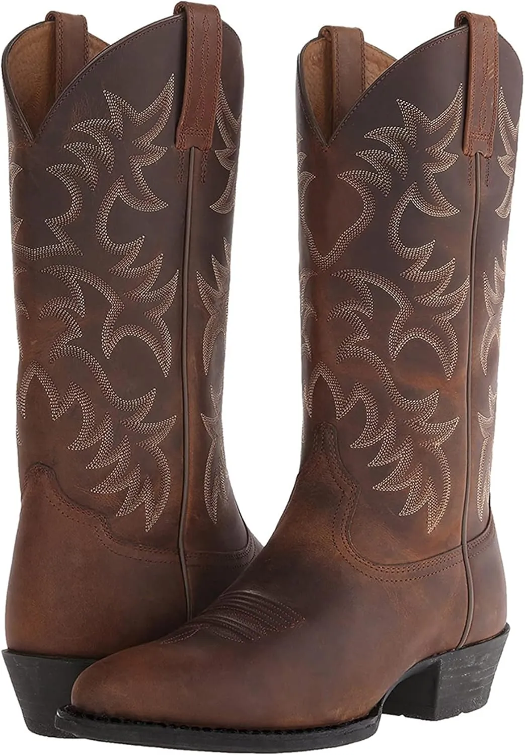 ADMLZQQ Mens Classic Durable Round Toe Embroidered Western Rodeo Cowboy Boots