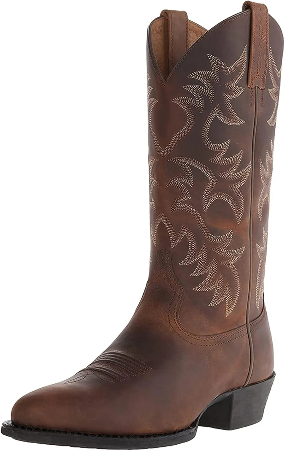 ADMLZQQ Mens Classic Durable Round Toe Embroidered Western Rodeo Cowboy Boots