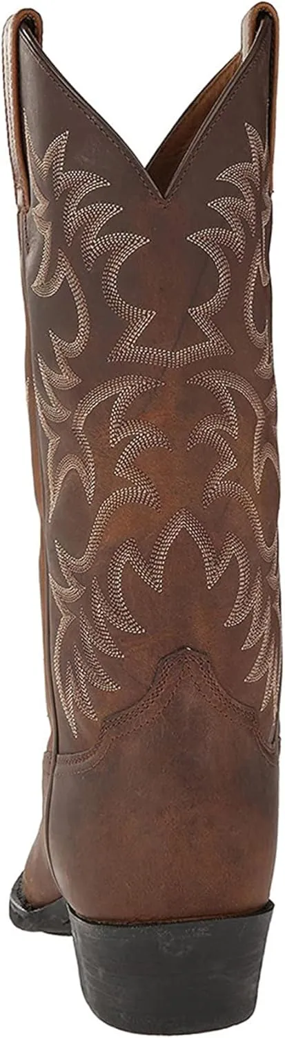 ADMLZQQ Mens Classic Durable Round Toe Embroidered Western Rodeo Cowboy Boots