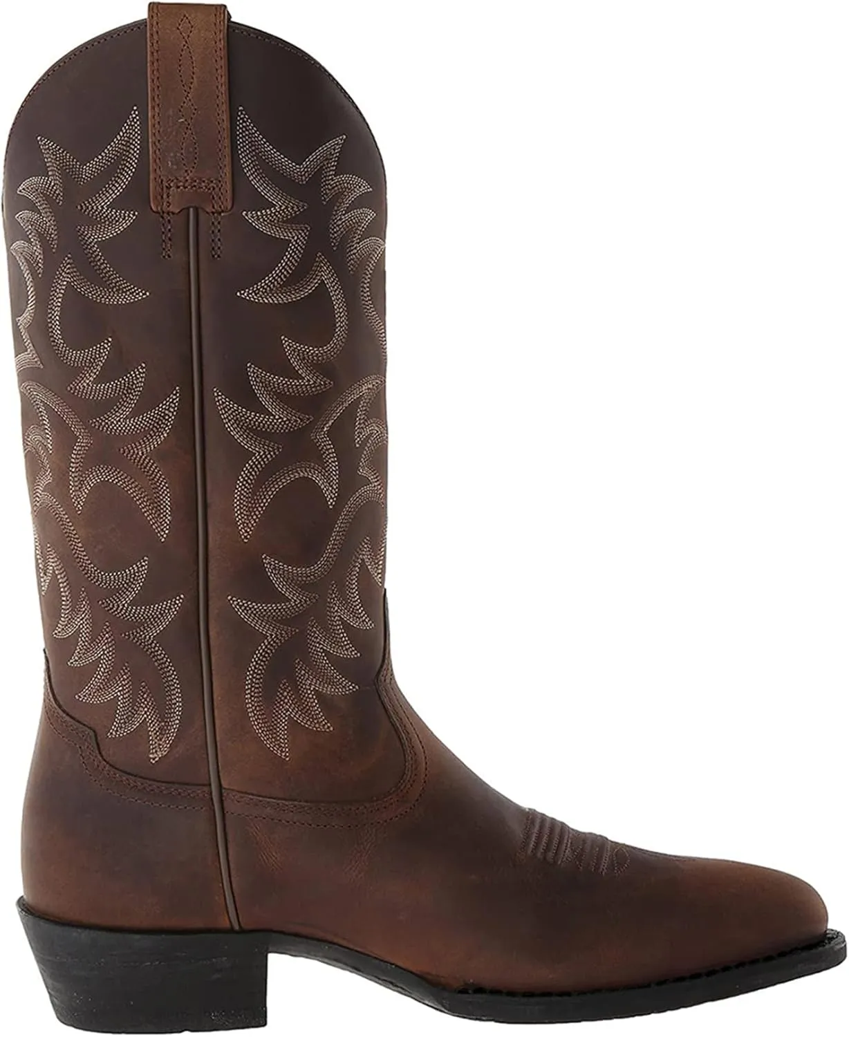 ADMLZQQ Mens Classic Durable Round Toe Embroidered Western Rodeo Cowboy Boots