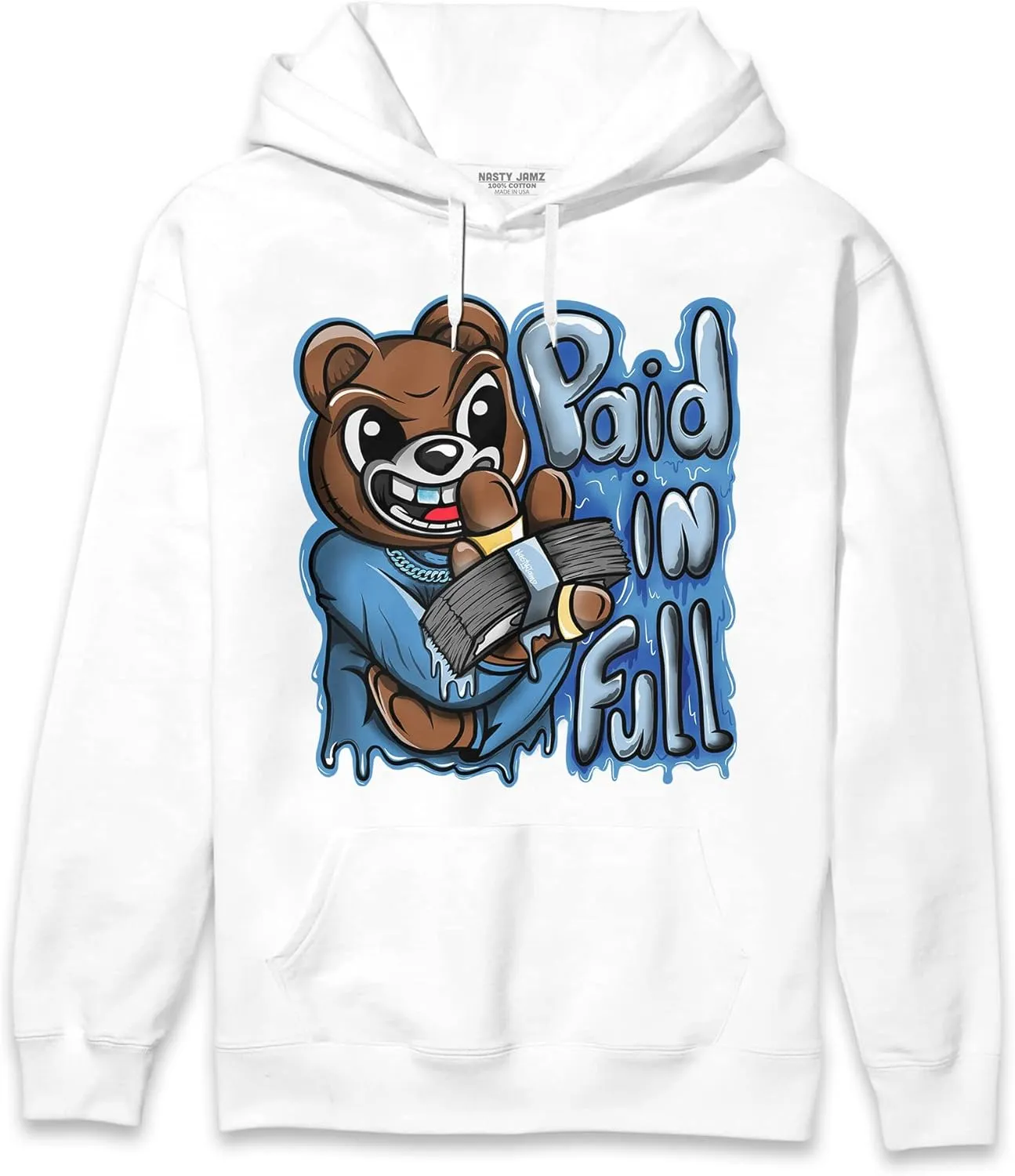 AJ 13s Black University Blue Matching Unisex Hoodie (Paid In Full Ber)