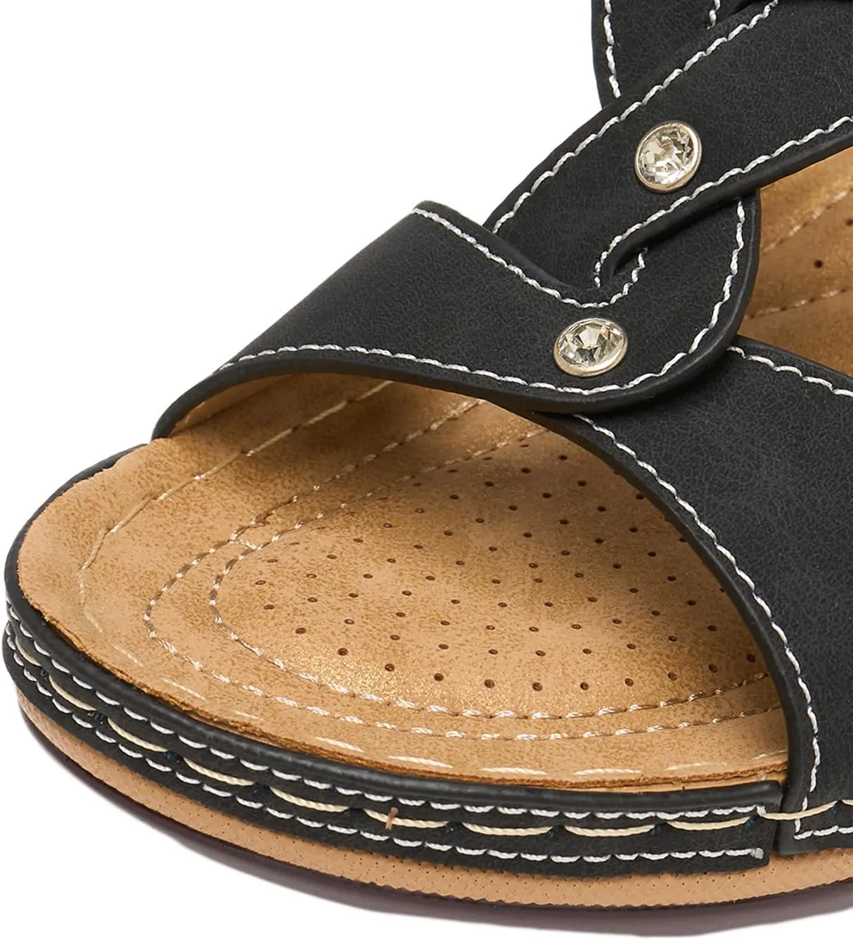 Alexis Leroy Comfortable Insole Buckle Strap Vamp Women's Wedge Sandals
