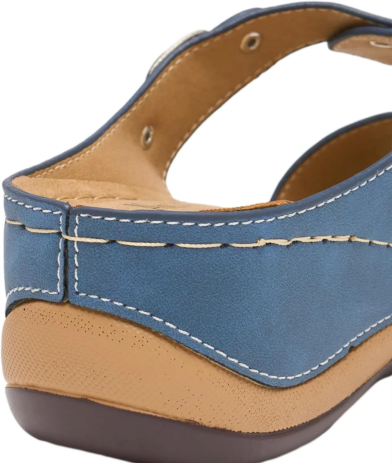Alexis Leroy Comfortable Insole Buckle Strap Vamp Women's Wedge Sandals