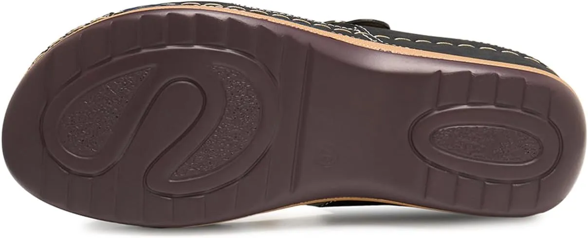 Alexis Leroy Comfortable Insole Buckle Strap Vamp Women's Wedge Sandals