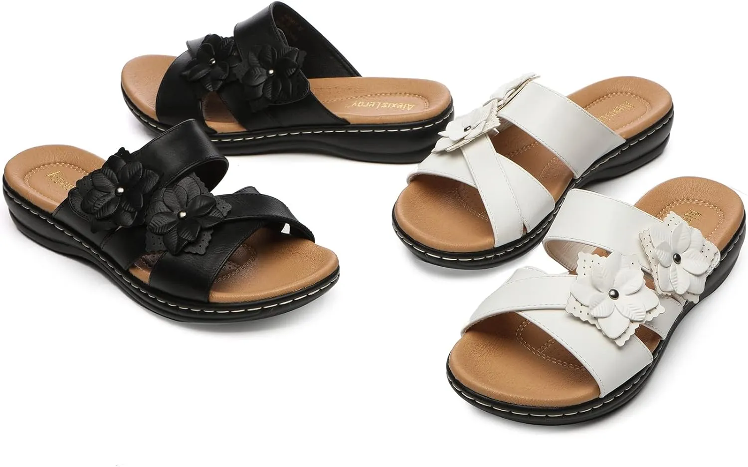 Alexis Leroy Comfortable Insole Buckle Strap Vamp Women's Wedge Sandals