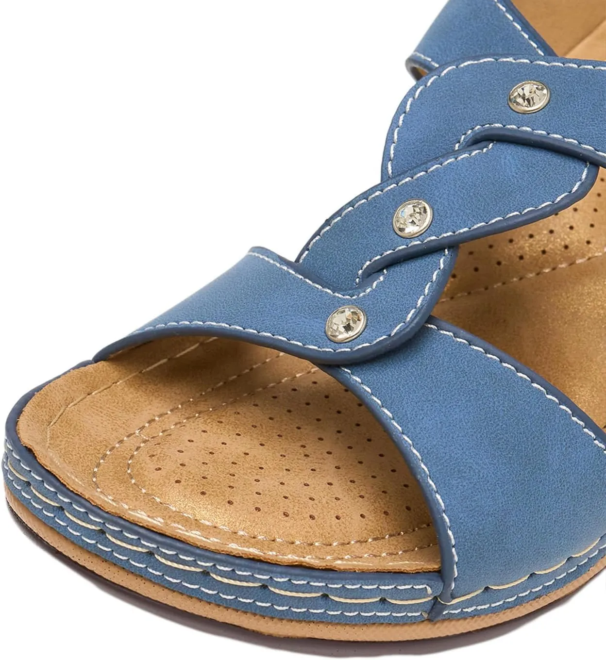 Alexis Leroy Comfortable Insole Buckle Strap Vamp Women's Wedge Sandals