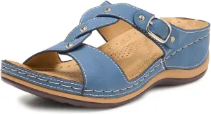 Alexis Leroy Comfortable Insole Buckle Strap Vamp Women's Wedge Sandals