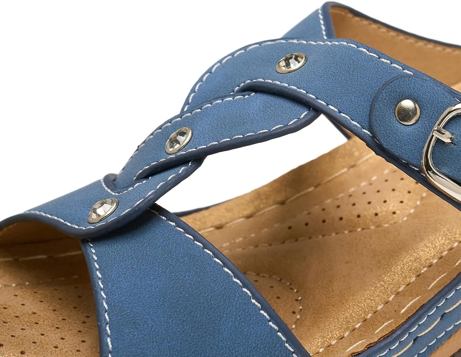 Alexis Leroy Comfortable Insole Buckle Strap Vamp Women's Wedge Sandals