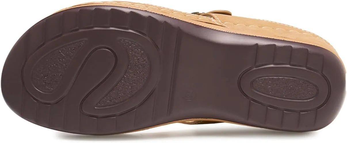 Alexis Leroy Comfortable Insole Buckle Strap Vamp Women's Wedge Sandals