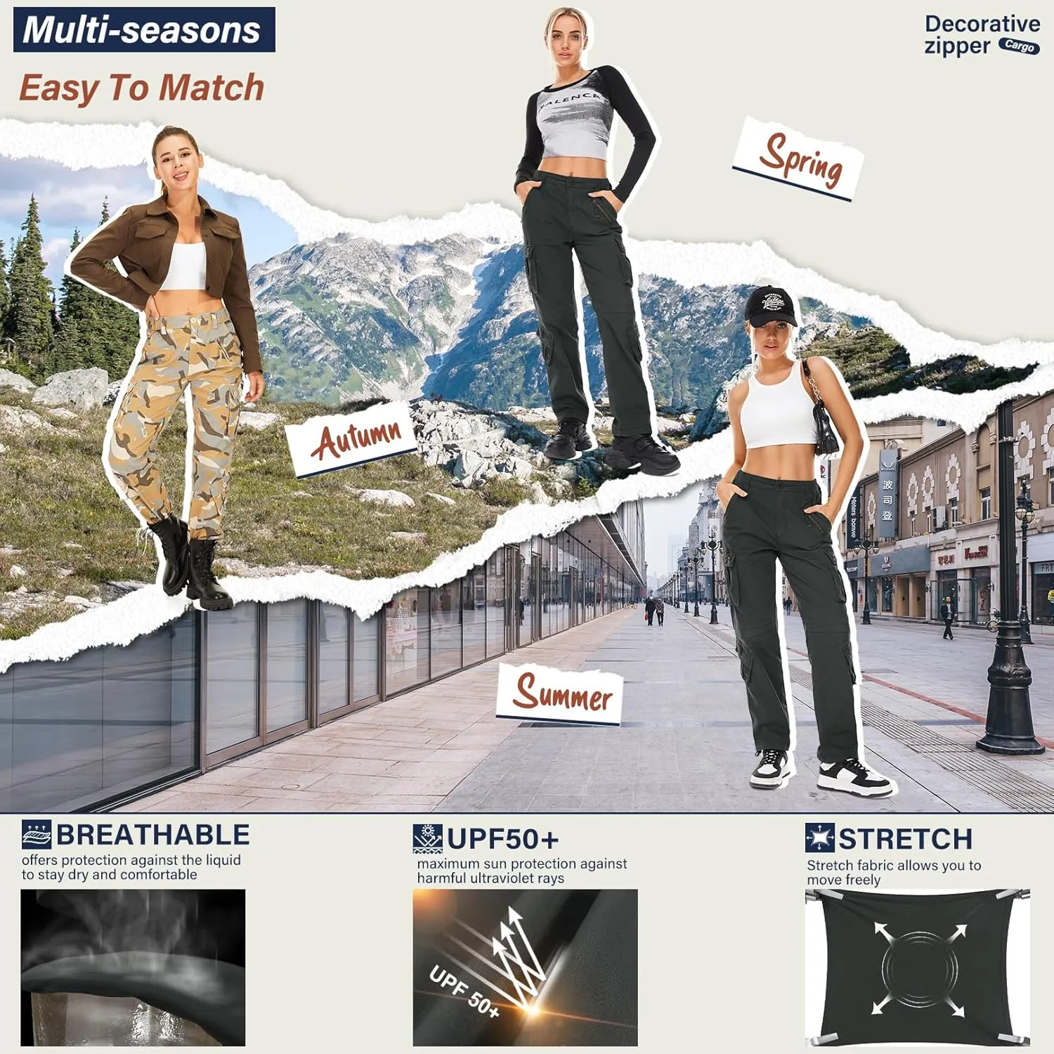 Alfiudad Womens Cargo Pants with Pockets, Women's Casual Military Army Hiking Combat Tactical Work Pants Trousers