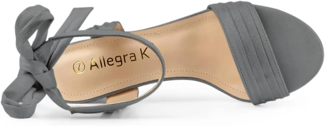 Allegra K Women Open Toe Ankle Tie Back Chunky Heel Sandals