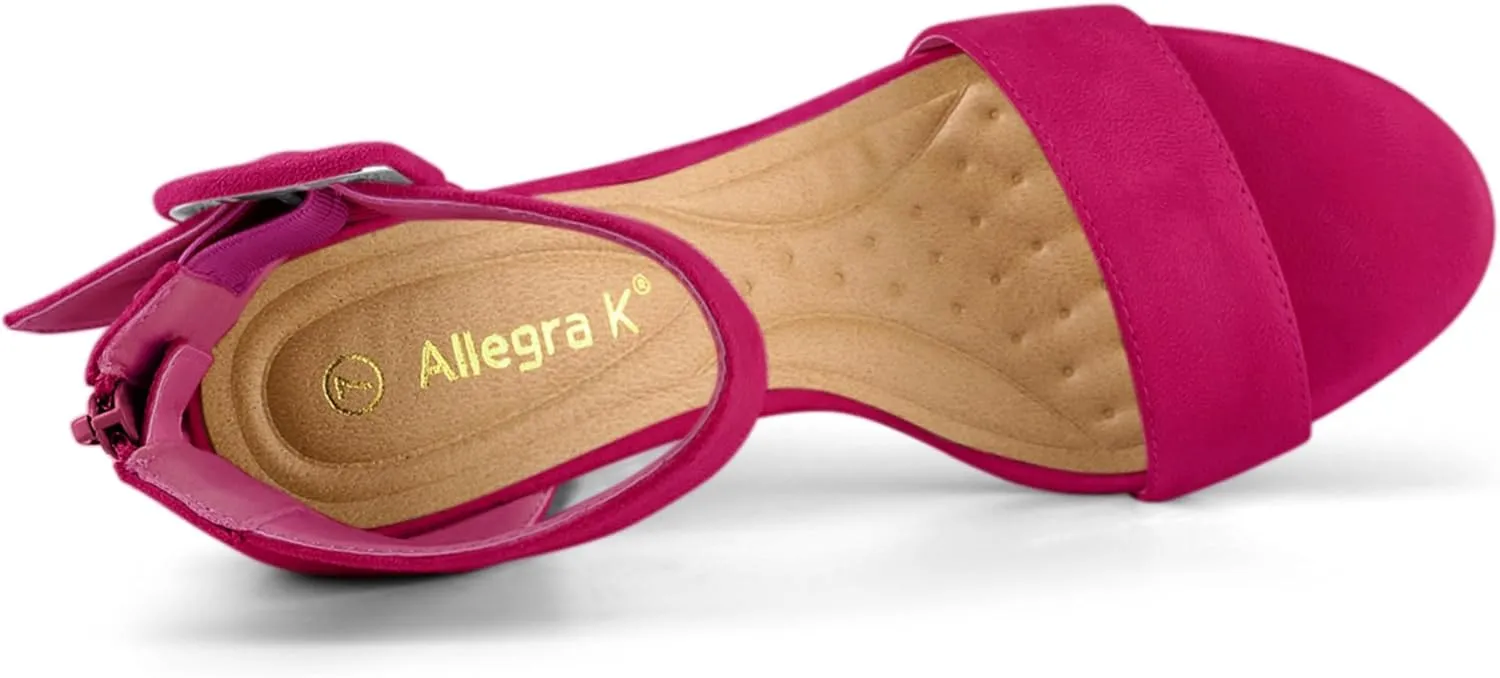 Allegra K Women's Ankle Strap Block High Heel Sandals