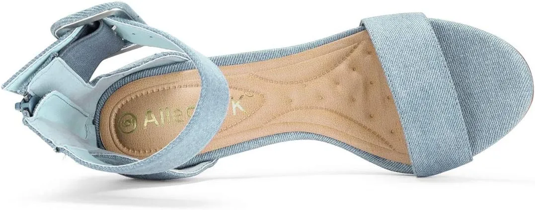 Allegra K Women's Ankle Strap Block High Heel Sandals