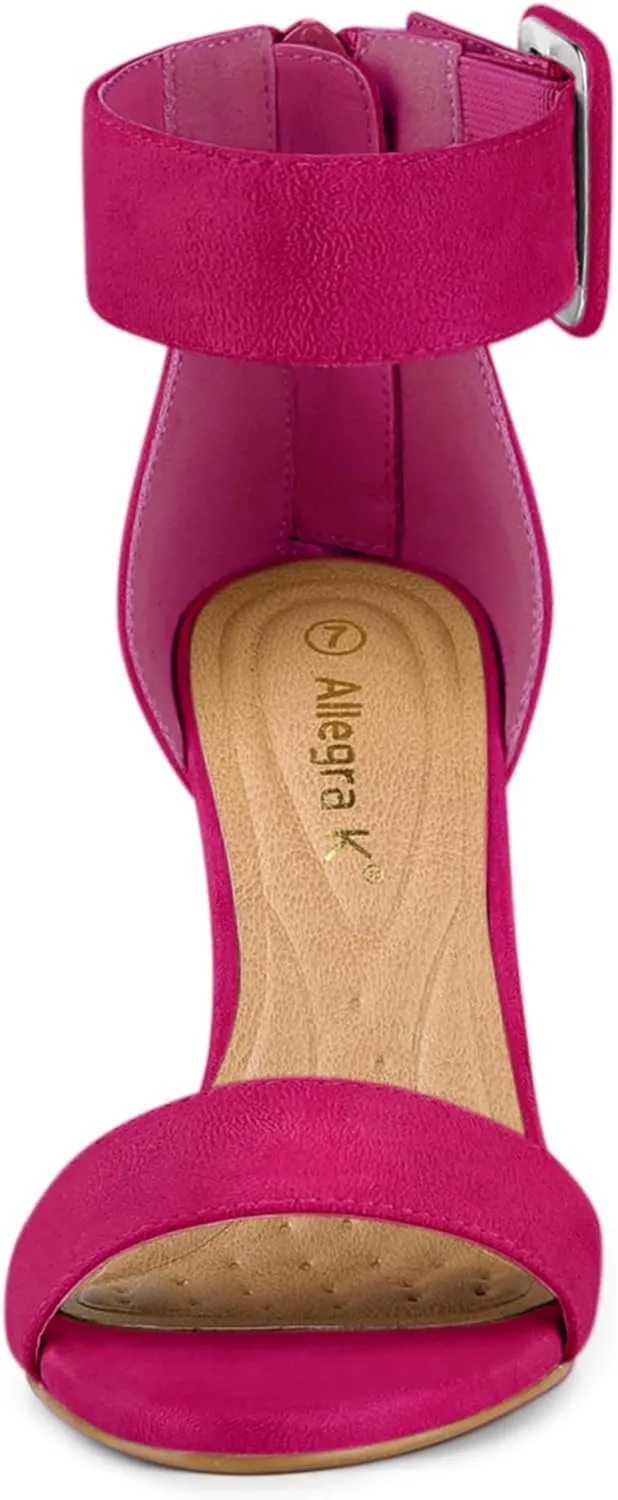 Allegra K Women's Ankle Strap Block High Heel Sandals