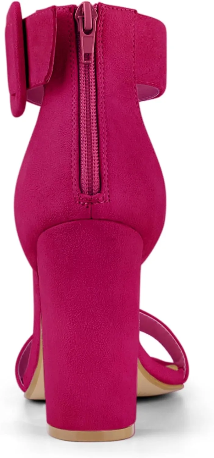 Allegra K Women's Ankle Strap Block High Heel Sandals