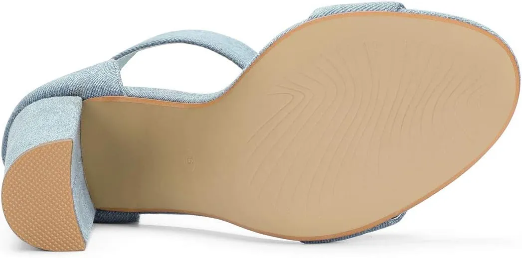 Allegra K Women's Ankle Strap Block High Heel Sandals