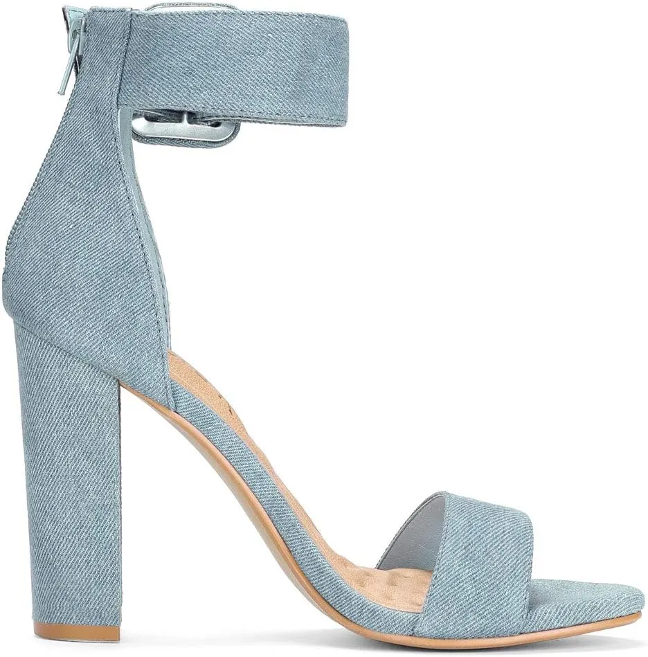 Allegra K Women's Ankle Strap Block High Heel Sandals