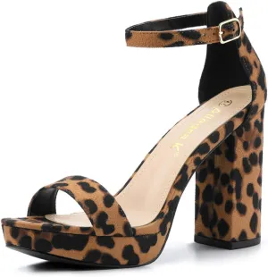 Allegra K Women's Ankle Strap Platform Chunky Heels Sandals