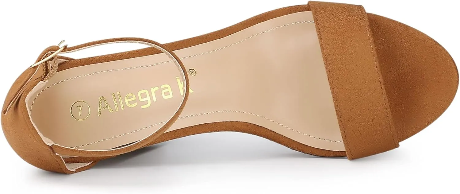 Allegra K Women's Ankle Strap Platform Chunky Heels Sandals