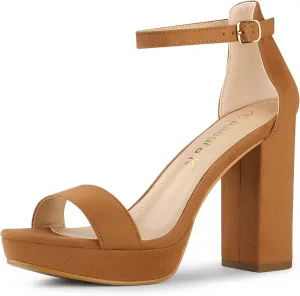 Allegra K Women's Ankle Strap Platform Chunky Heels Sandals