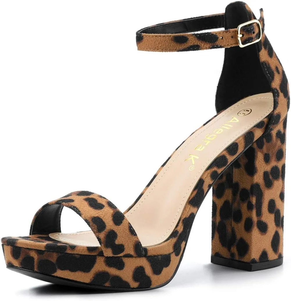 Allegra K Women's Ankle Strap Platform Chunky Heels Sandals