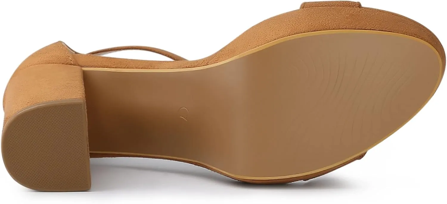 Allegra K Women's Ankle Strap Platform Chunky Heels Sandals