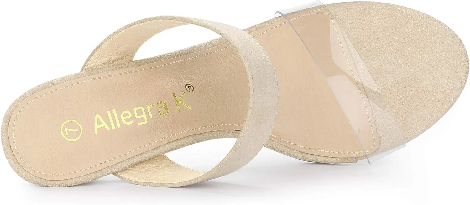 Allegra K Women's Clear Strap Stiletto Heel Slides Sandals