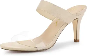 Allegra K Women's Clear Strap Stiletto Heel Slides Sandals