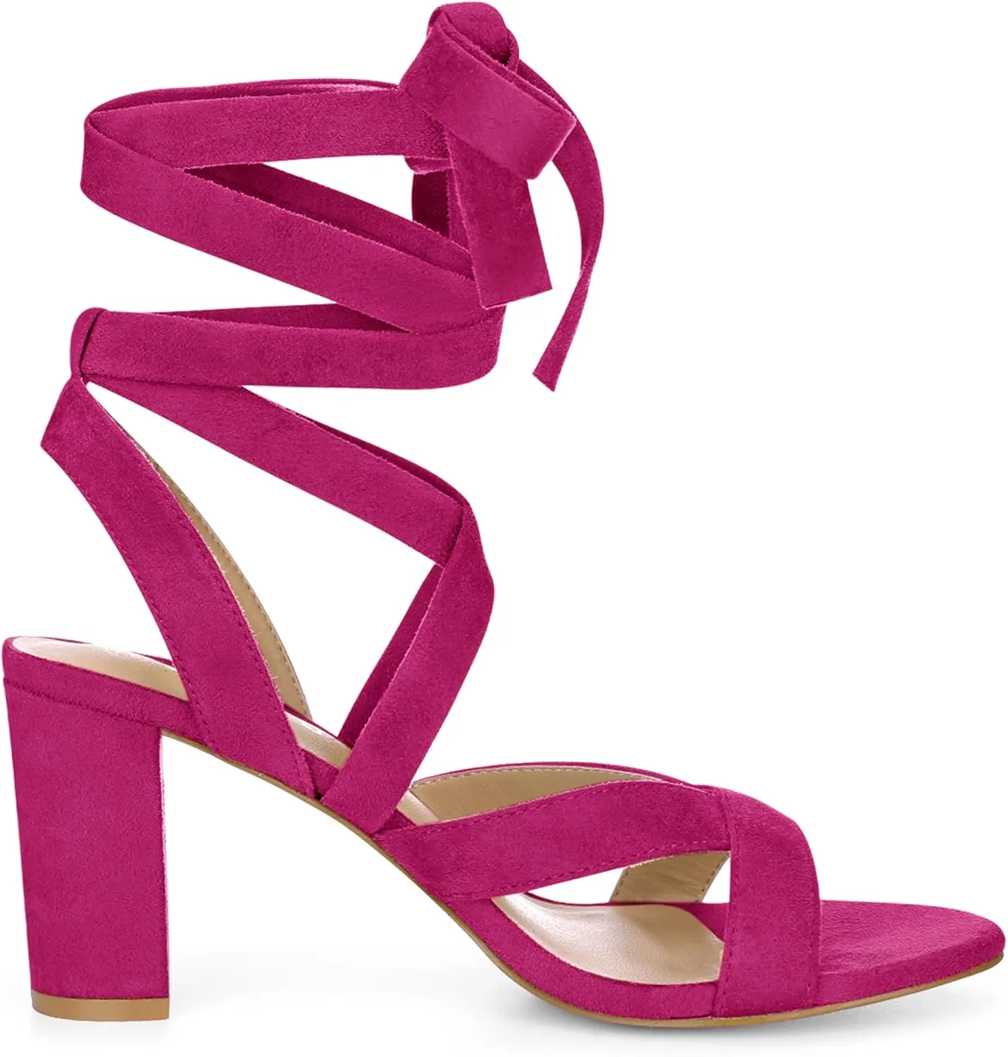 Allegra K Women's Crisscross Chunky Heel Lace Ups Sandals