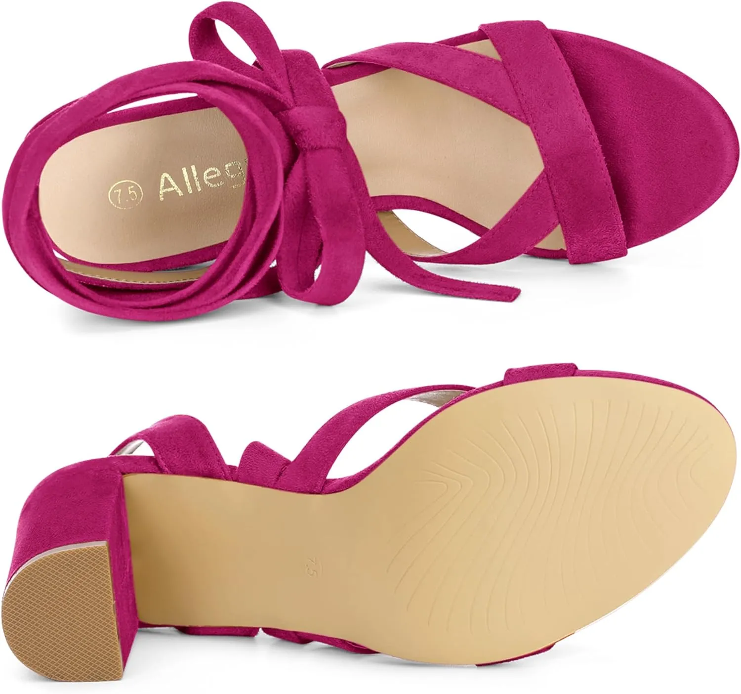 Allegra K Women's Crisscross Chunky Heel Lace Ups Sandals