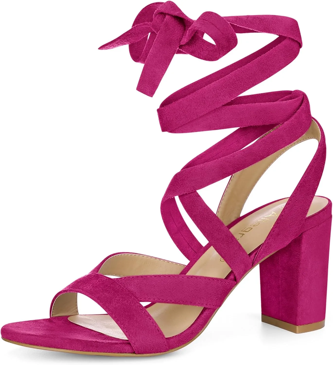 Allegra K Women's Crisscross Chunky Heel Lace Ups Sandals