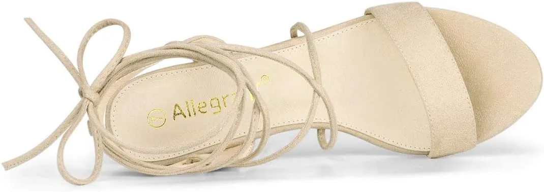 Allegra K Women's Lace Up Block High Heels Sandals