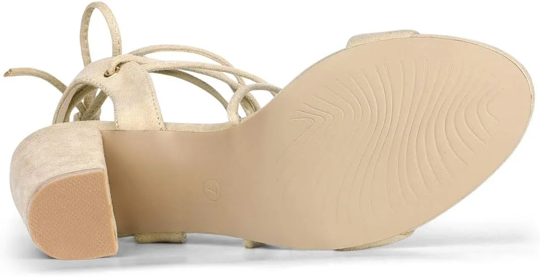 Allegra K Women's Lace Up Block High Heels Sandals