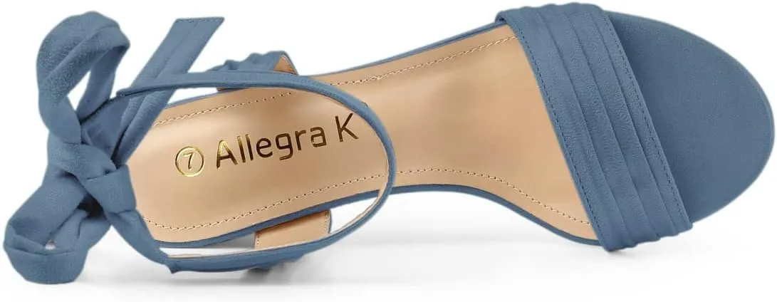Allegra K Women's Open Toe Ankle Tie Back Block Heels Sandals