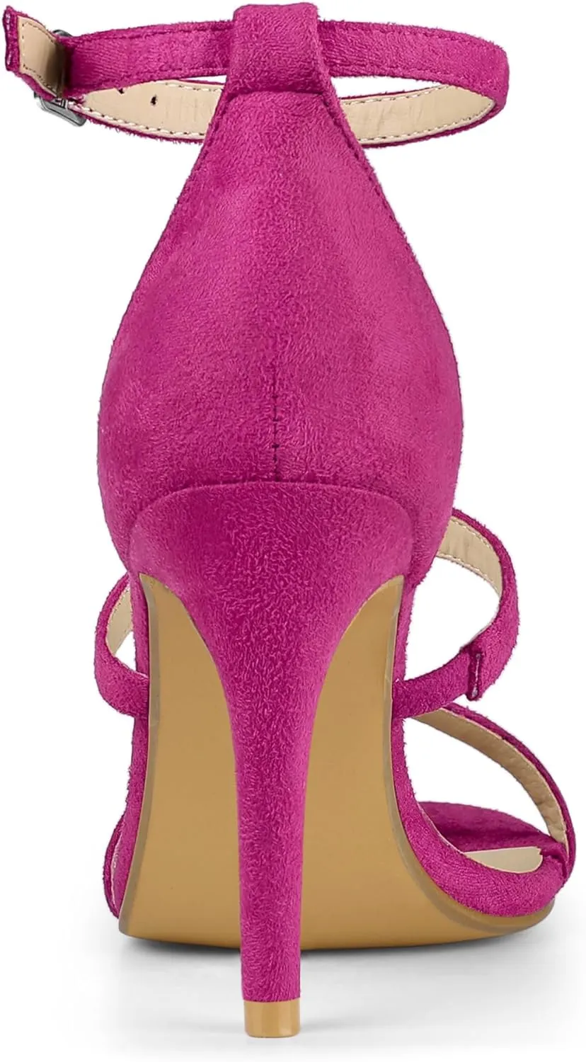 Allegra K Women's Open Toe Triple Straps Stiletto High Heel Sandals