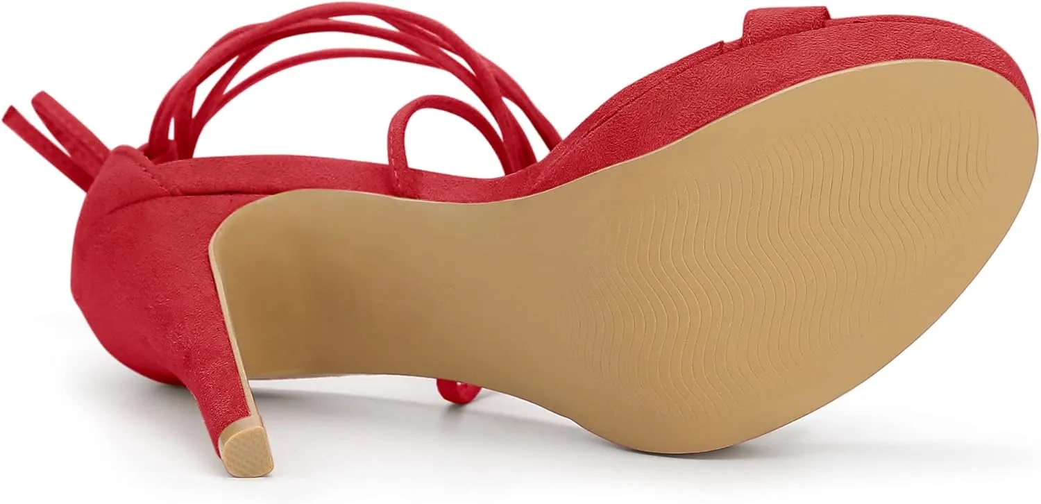 Allegra K Women's Platform Stiletto Heels Lace Up Sandals