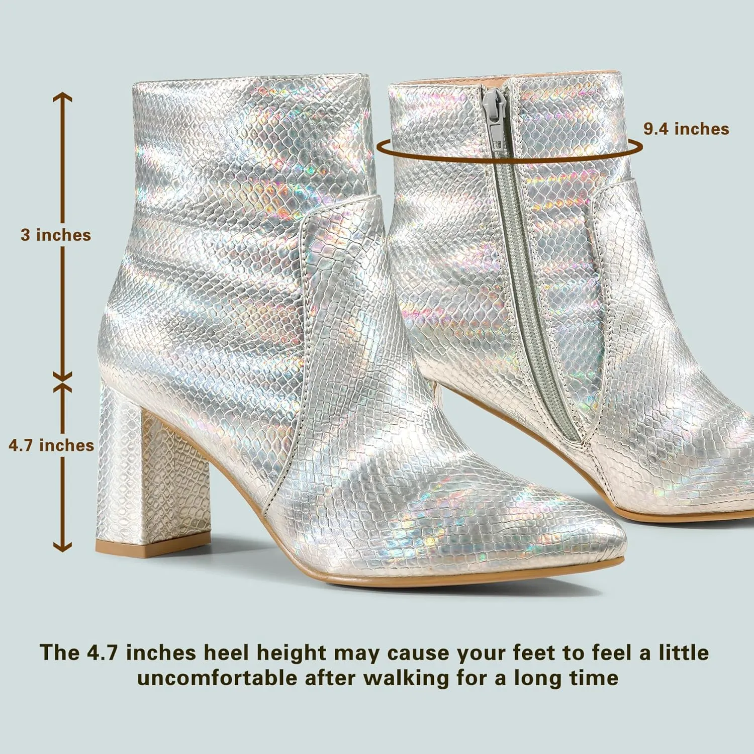 Allegra K Women's Snakeskin Print Boots Halloween Costumes Chunky High Heels Ankle Boots