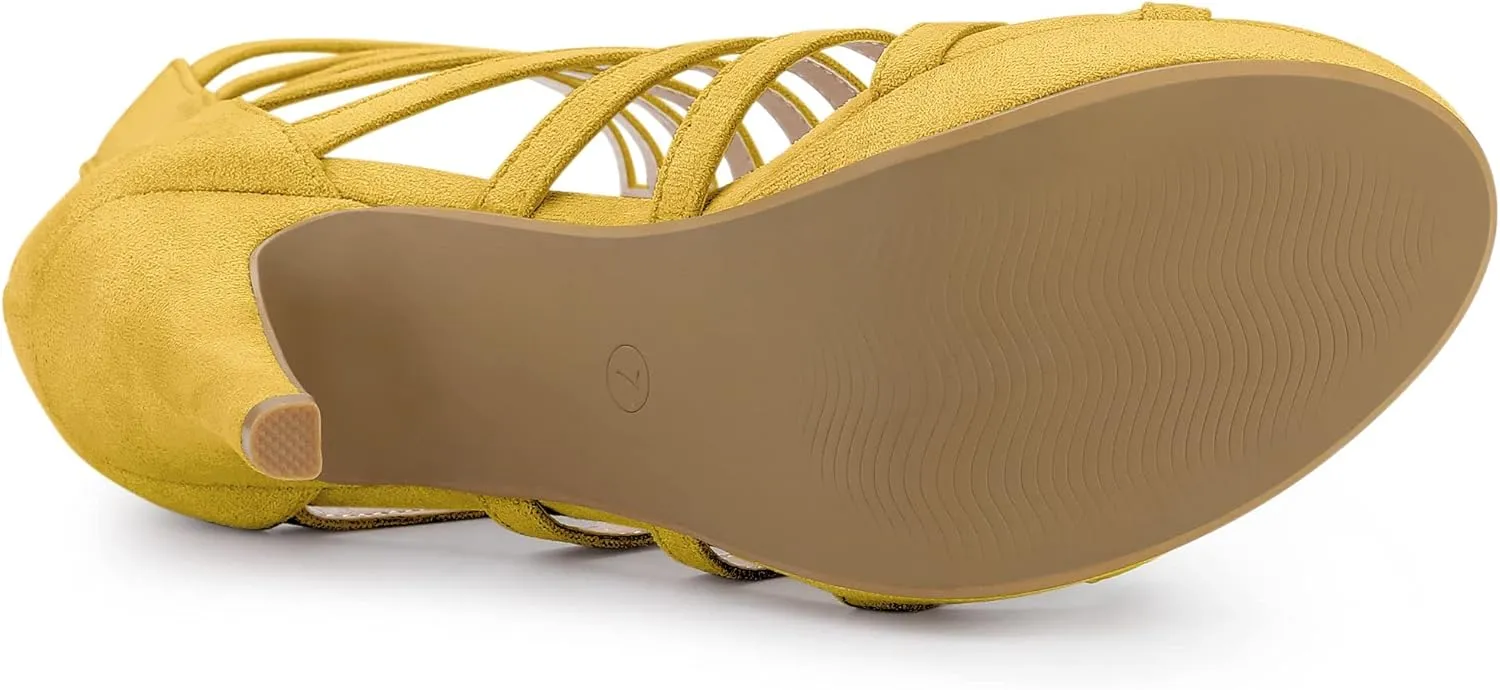Allegra K Women's Stiletto Platform Heels Strappy Gladiator Heel Sandals