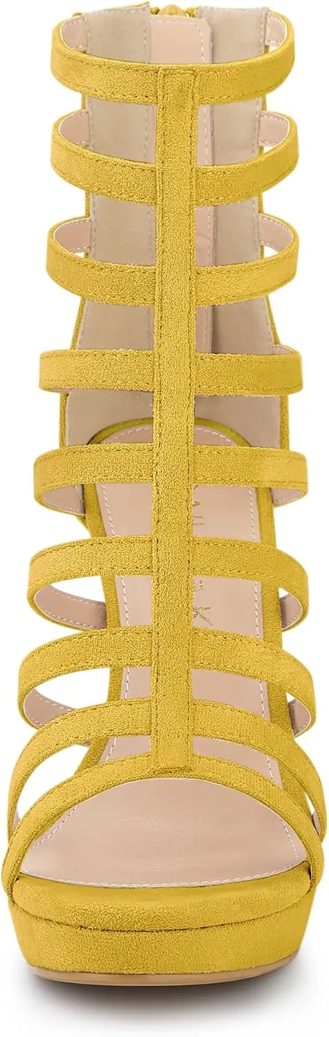 Allegra K Women's Stiletto Platform Heels Strappy Gladiator Heel Sandals