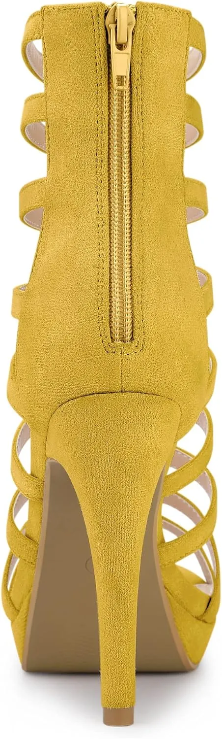Allegra K Women's Stiletto Platform Heels Strappy Gladiator Heel Sandals
