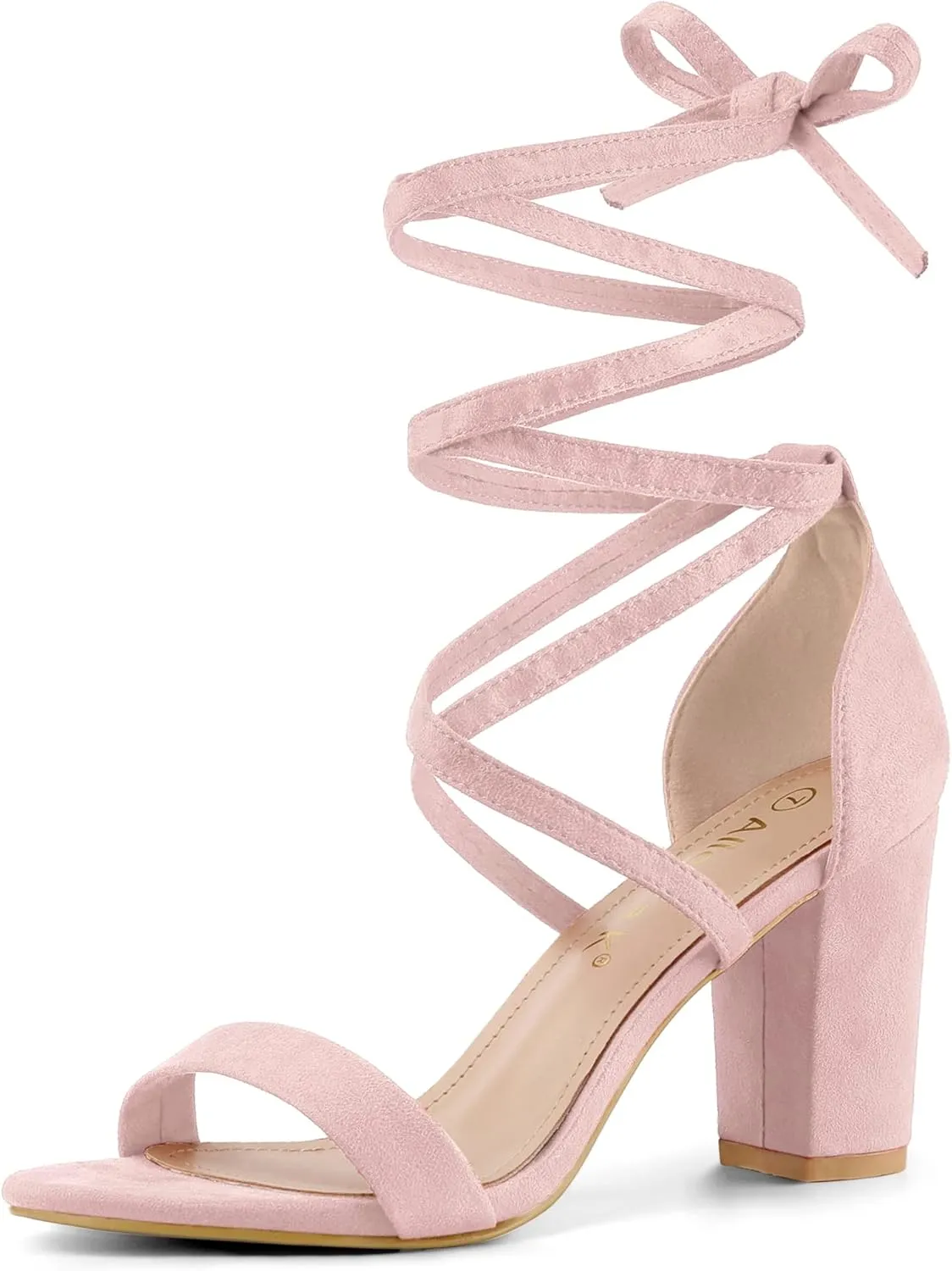 Allegra K Women's Strappy Lace Up Heel Chunky High Heels Sandals